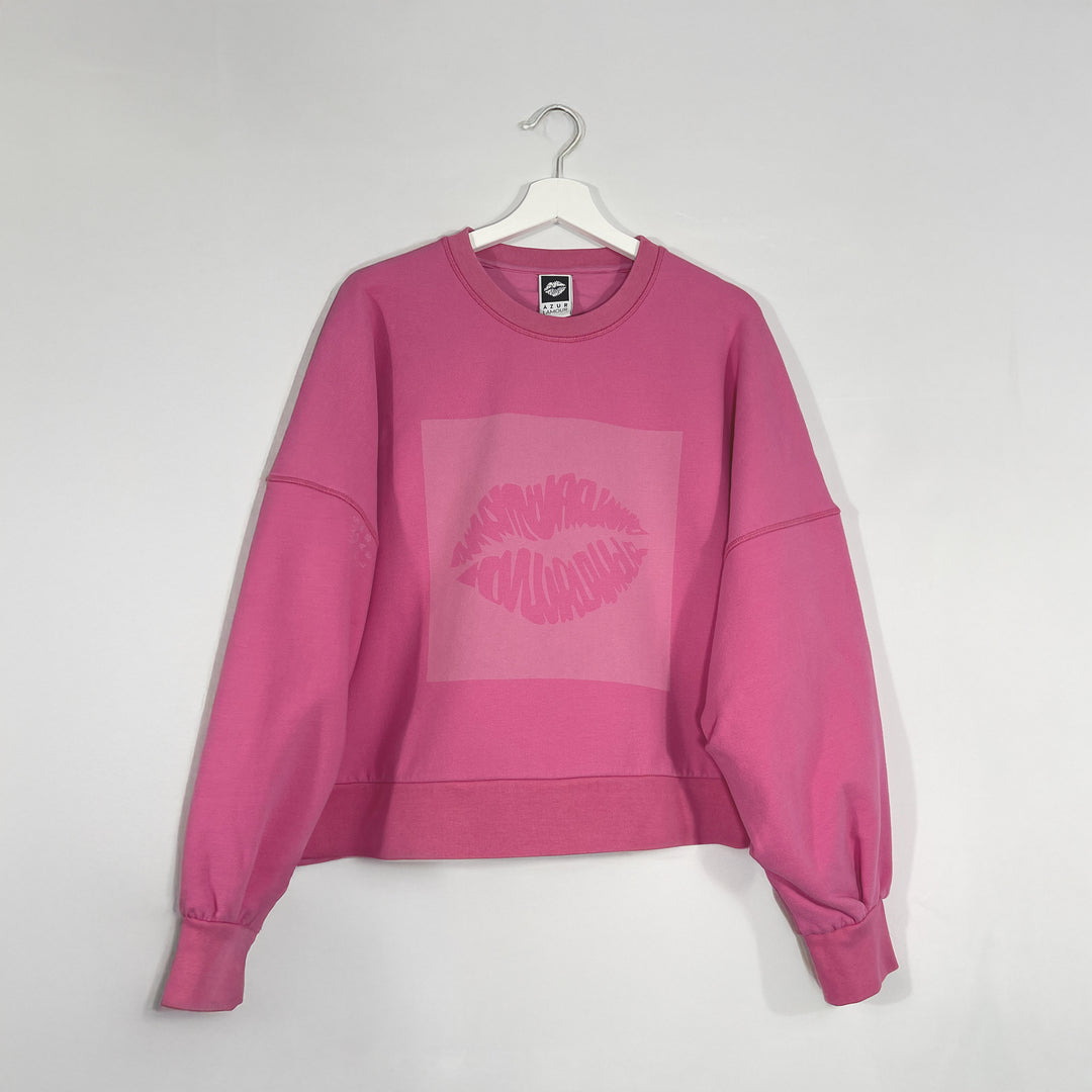 Sweatshirt: Big AZL Kiss – Oversized Crewneck ❍ Print | Pink Washed