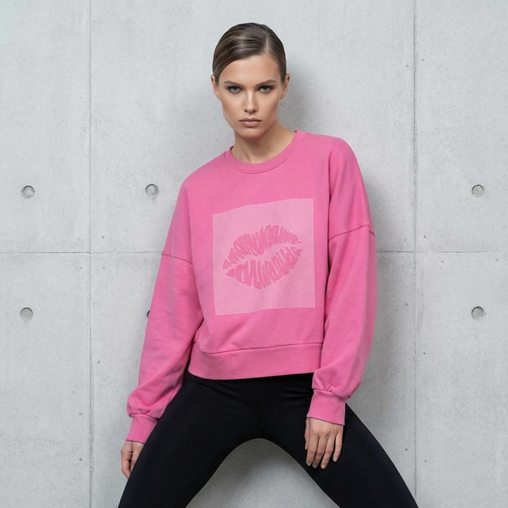Sweatshirt: Big AZL Kiss – Oversized Crewneck ❍ Print | Pink Washed