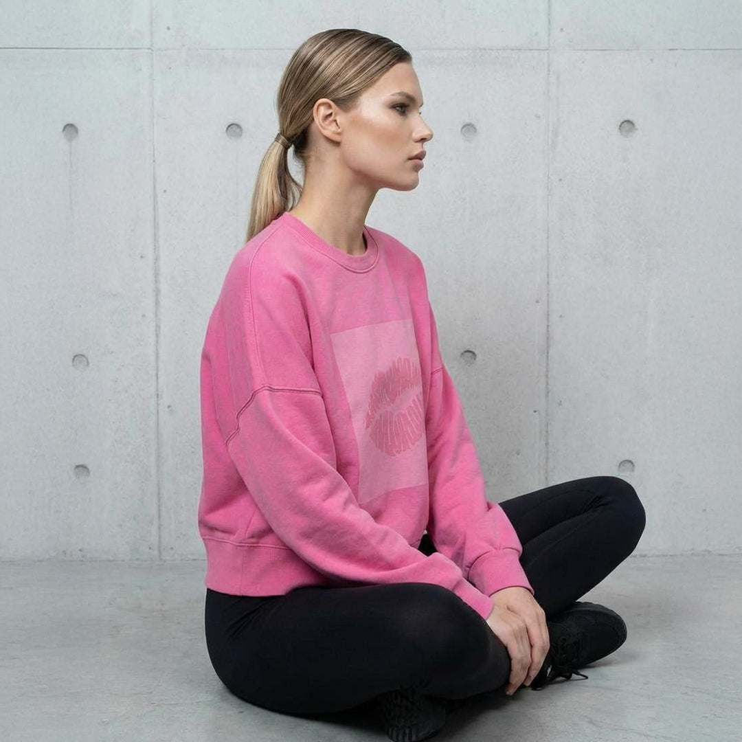 Sweatshirt: Big AZL Kiss – Oversized Crewneck ❍ Print | Pink Washed