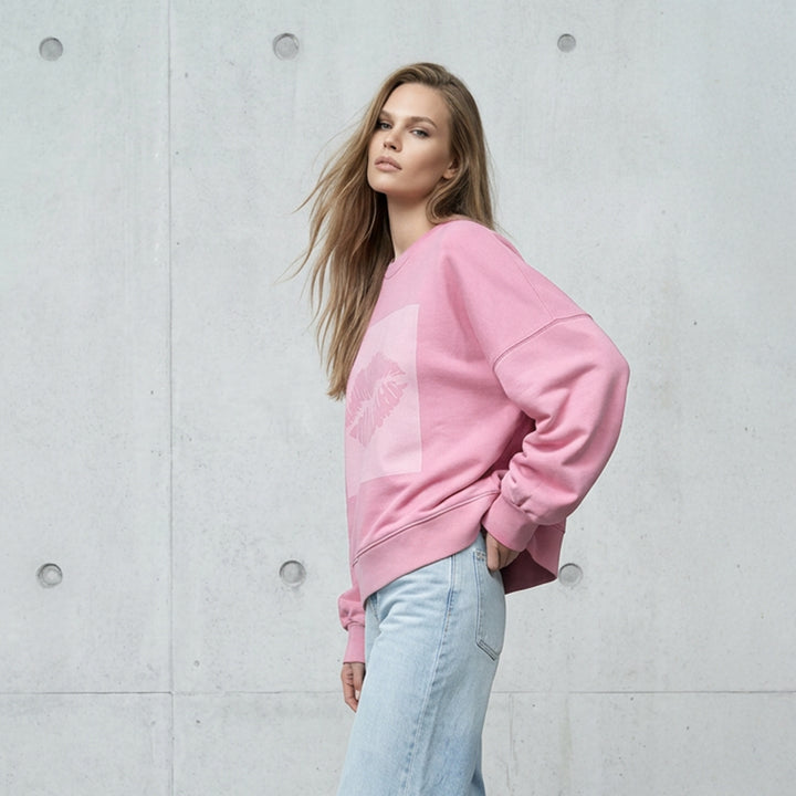 Sweatshirt: Big AZL Kiss – Oversized Crewneck ❍ Print | Rose Washed