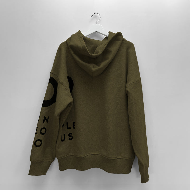 Hoodie: STOP MAKING STUPID PEOPLE FAMOUS ❍ Print | Khaki