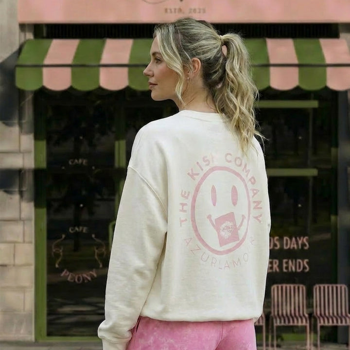 Sweatshirt: AZL Icon · Ivory White | Rose Print