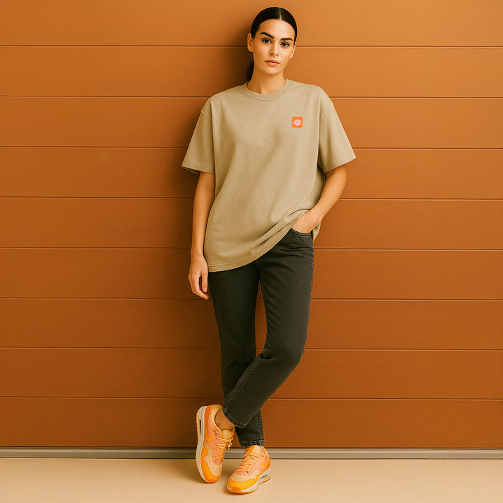 T-Shirt: AZL Icon · Neon Orange · Oversized ⚥ | Whitecap Gray