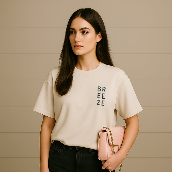 T-Shirt: BREEZE – Dark Navy · Oversized ⚥ | Cream