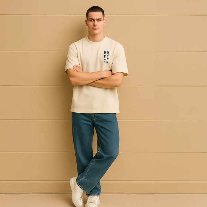 T-Shirt: BREEZE – Dark Navy · Oversized ⚥ | Cream