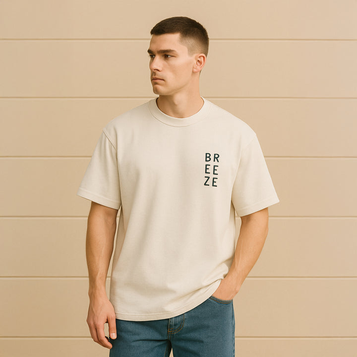 T-Shirt: BREEZE – Dark Navy · Oversized ⚥ | Cream