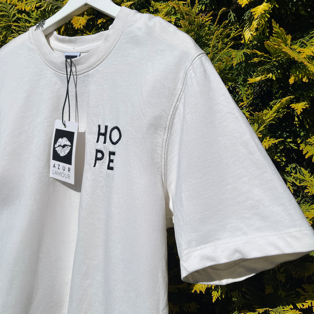 T-Shirt: HOPE – Dark Navy · Oversized ⚥ | Cream