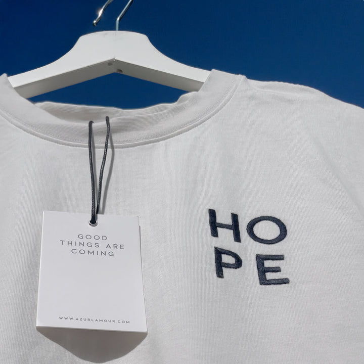 T-Shirt: HOPE – Dark Navy · Oversized ⚥ | Cream