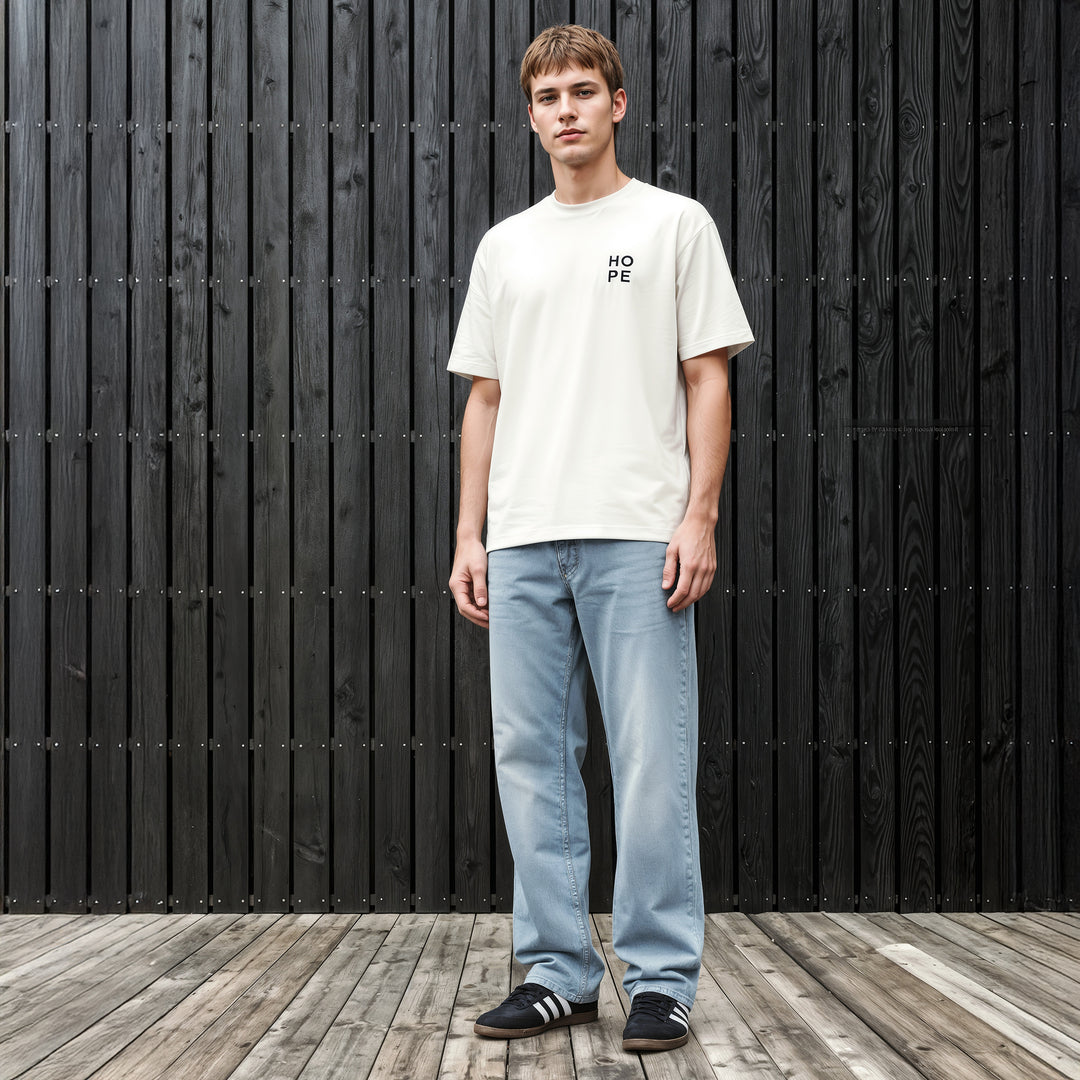 T-Shirt: HOPE – Dark Navy · Oversized ⚥ | Cream White