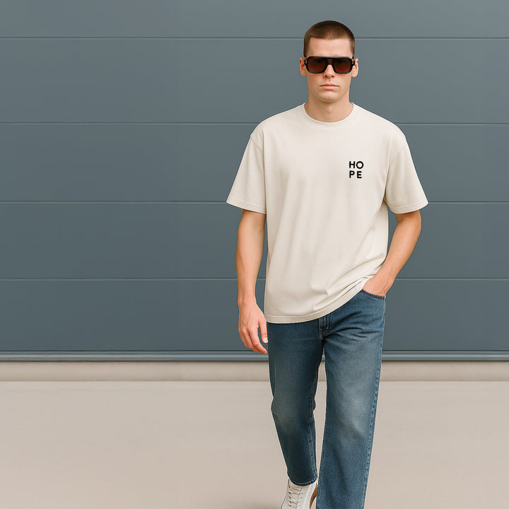 T-Shirt: HOPE – Dark Navy · Oversized ⚥ | Cream
