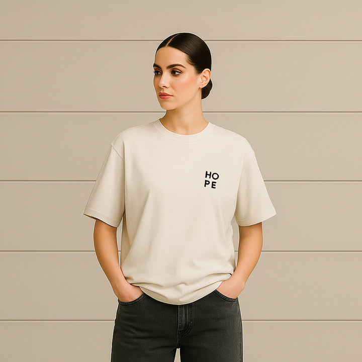 T-Shirt: HOPE – Dark Navy · Oversized ⚥ | Cream