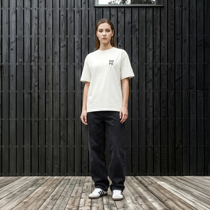 T-Shirt: HOPE – Dark Navy · Oversized ⚥ | Cream White